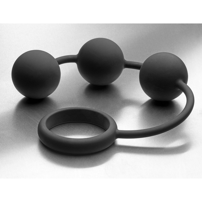 Анальные шарики Silicone Cock Ring with 3 Weighted Balls. Фотография 2.