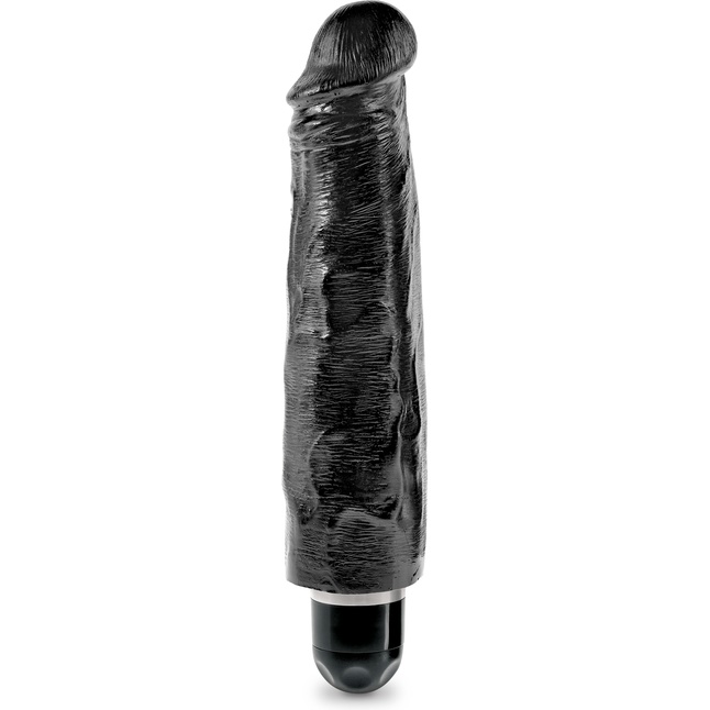 Чёрный вибратор-реалистик 7 Vibrating Stiffy - 21,6 см - King Cock