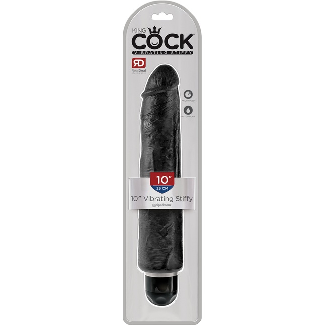 Чёрный вибратор-реалистик 10 Vibrating Stiffy - 30,5 см - King Cock. Фотография 2.