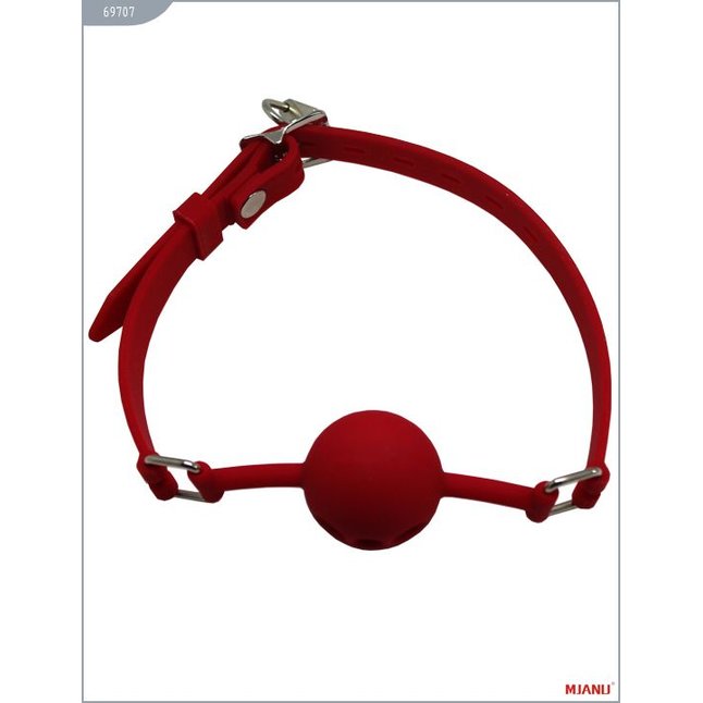 Красный силиконовый дышащий кляп-шар с фиксацией - MJANU
