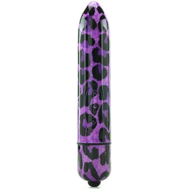 Фиолетовый вибратор с леопардовым принтом - 16 см