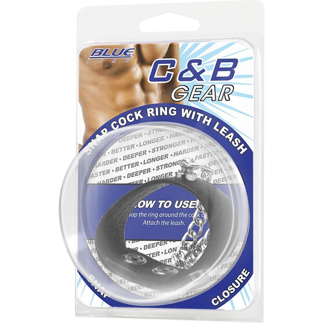 Утяжка на пенис с поводком Snap Cock Ring With 12 Leash. Фотография 2.