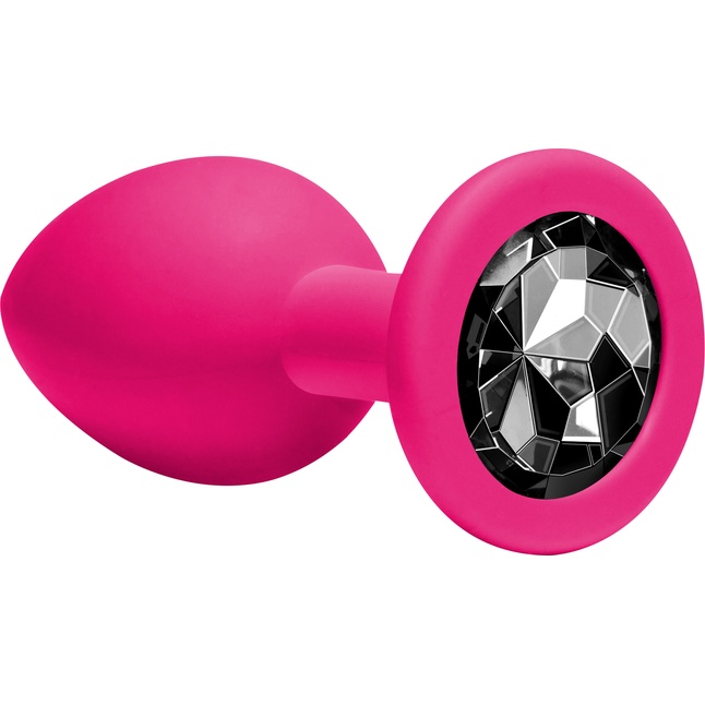 Средняя розовая анальная пробка Emotions Cutie Medium с чёрным кристаллом - 8,5 см - Emotions. Фотография 3.