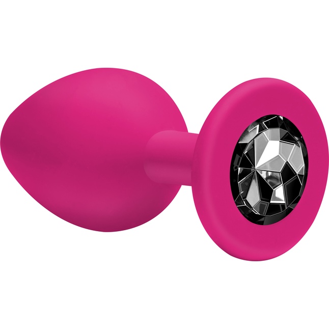 Малая розовая анальная пробка Emotions Cutie Small с чёрным кристаллом - 7,5 см - Emotions. Фотография 3.