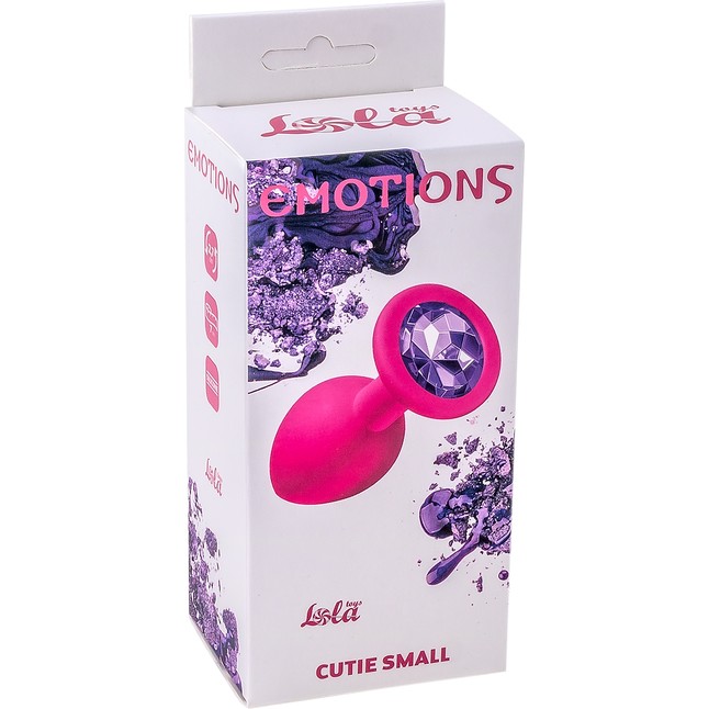 Малая розовая анальная пробка Emotions Cutie Small с фиолетовым кристаллом - 7,5 см - Emotions