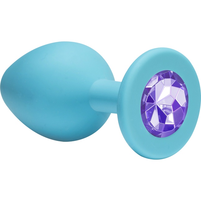 Малая голубая анальная пробка Emotions Cutie Small с фиолетовым кристаллом - 7,5 см - Emotions. Фотография 3.