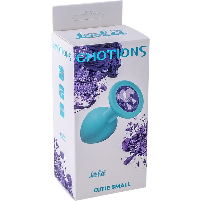 Малая голубая анальная пробка Emotions Cutie Small с фиолетовым кристаллом - 7,5 см - Emotions