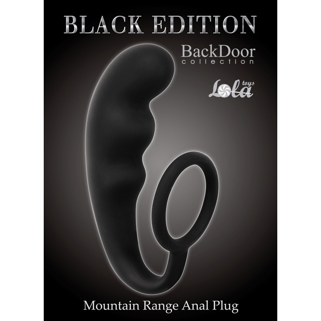 Чёрное эрекционное кольцо с анальным стимулятором Mountain Range Anal Plug - Back Door Collection. Фотография 4.