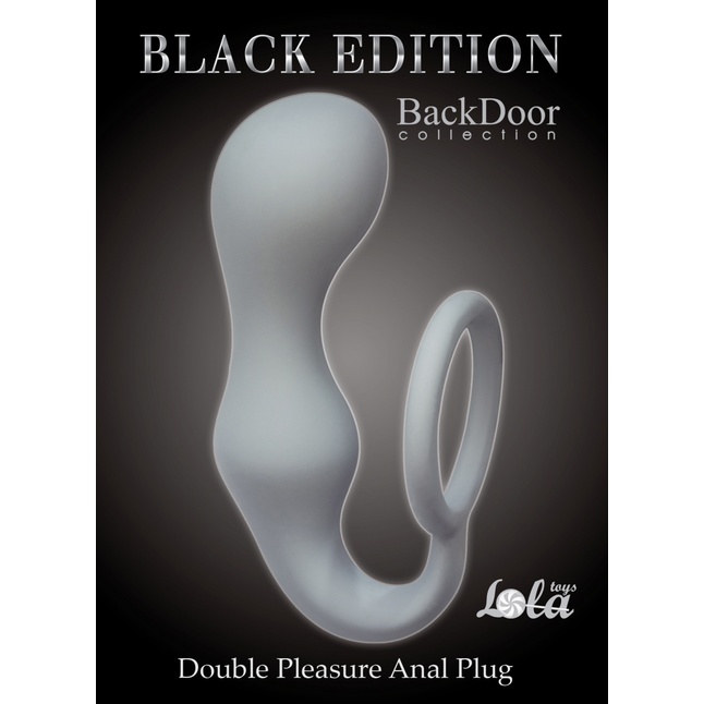 Серое эрекционное кольцо с анальной пробкой Double Pleasure Anal Plug - Back Door Collection. Фотография 4.