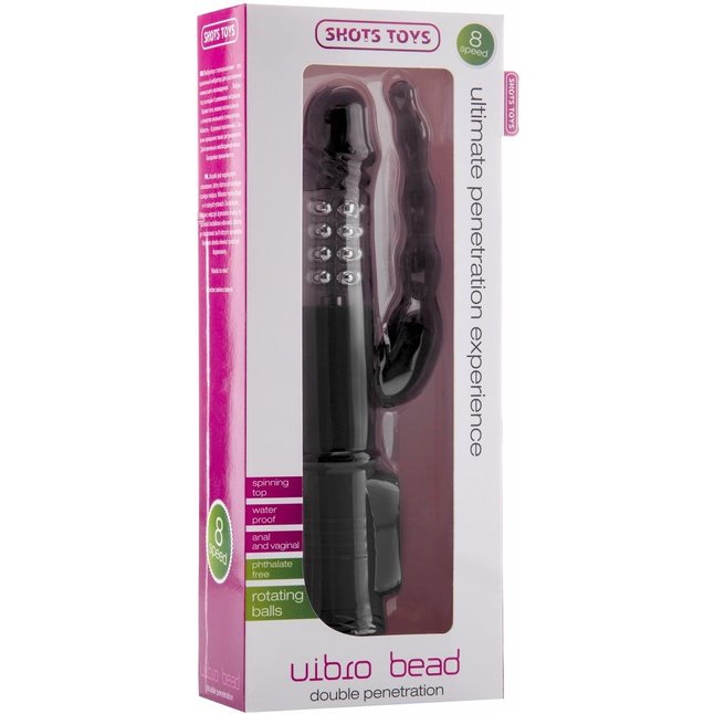 Чёрный анально-вагинальный вибратор Vibro Bead - 22,6 см - Shots Toys. Фотография 2.
