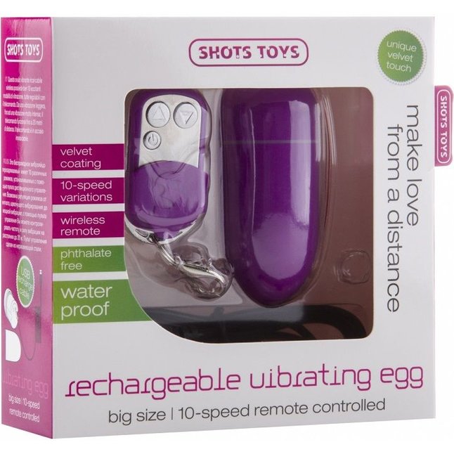 Фиолетовое перезаряжаемое виброяйцо с ДУ Rechargeable Vibrating Egg - Shots Toys. Фотография 2.