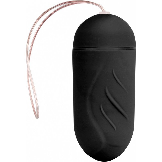 Чёрное виброяйцо Ribbed Egg на дистанционном управлении - Shots Toys