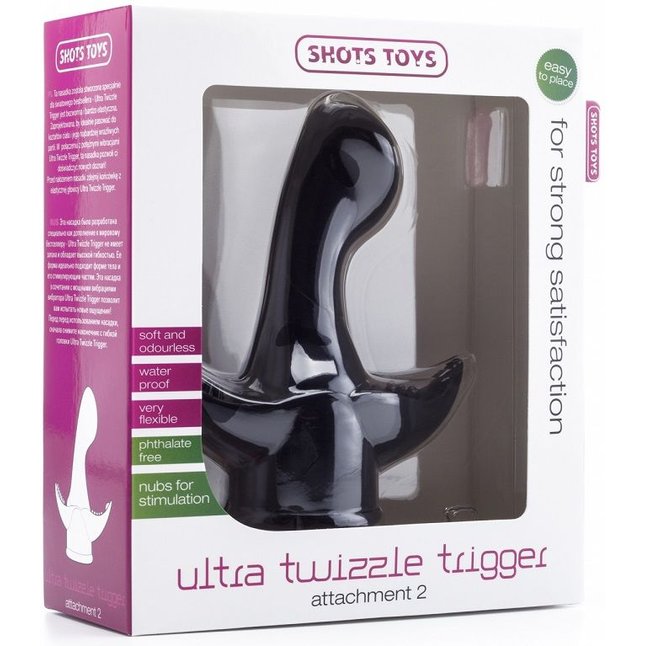 Чёрная насадка на массажер Ultra Twizzle Trigger - Shots Toys. Фотография 2.