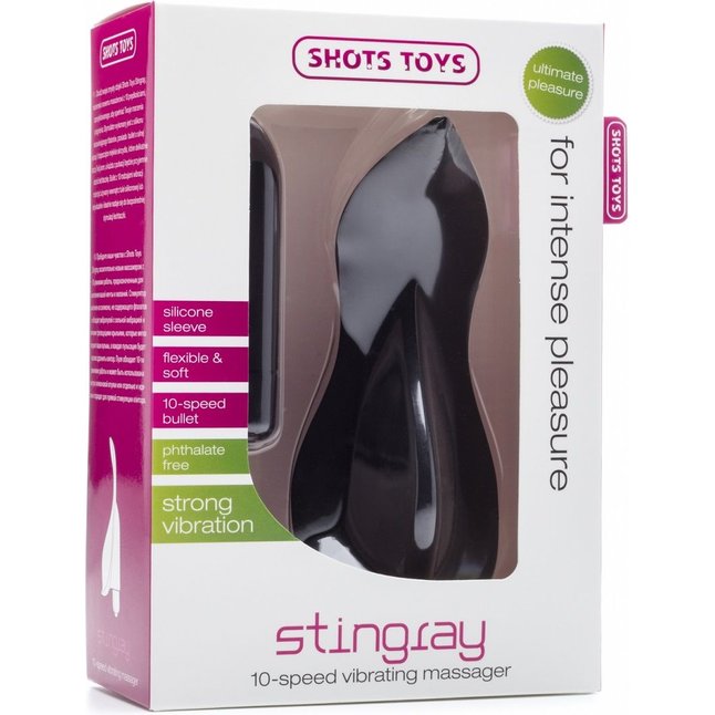 Чёрный клиторальный вибратор Stingray - Shots Toys. Фотография 2.