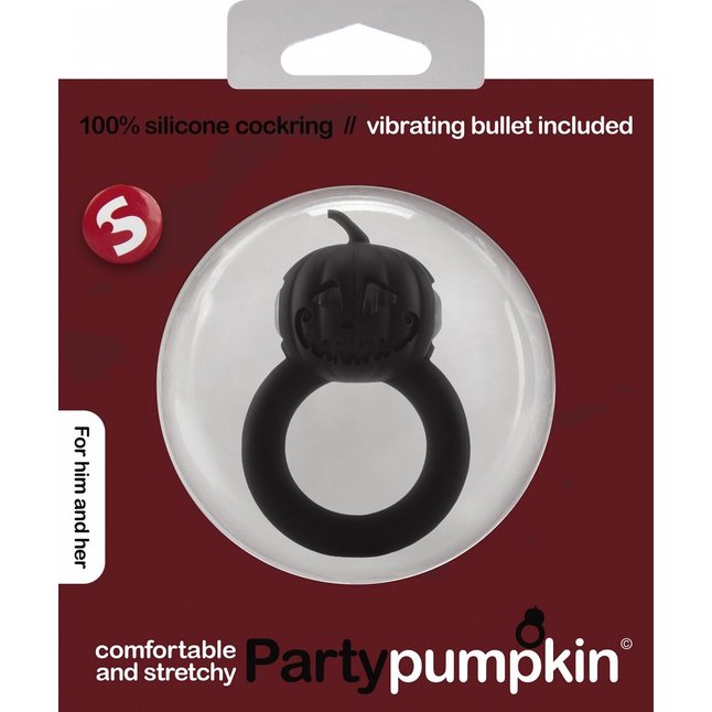 Чёрное эрекционное виброкольцо Party Pumpkin с тыквой - S-line. Фотография 2.