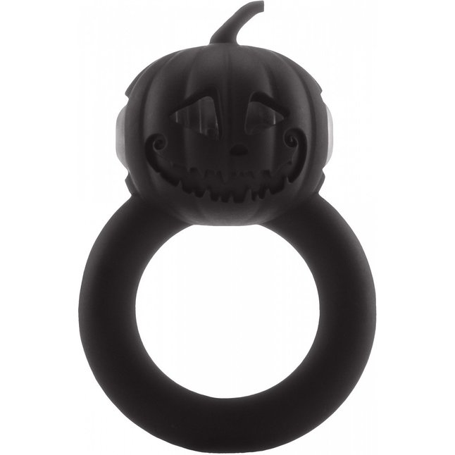 Чёрное эрекционное виброкольцо Party Pumpkin с тыквой - S-line