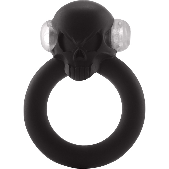 Чёрное виброкольцо Shadow Skull Cockring с черепом - S-line