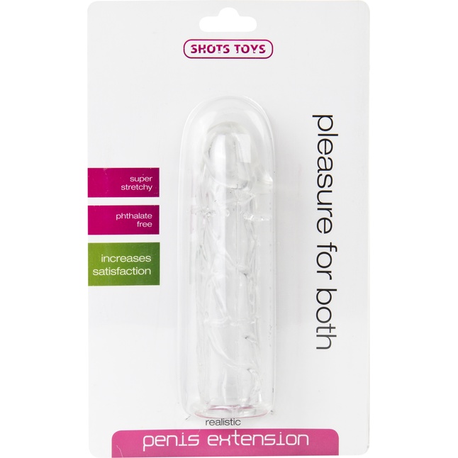 Прозрачная насадка на пенис Realistic Penis Extension - 13 см - Shots Toys. Фотография 2.