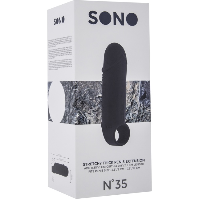 Чёрная удлиняющая насадка Stretchy Thick Penis Extension No.35 - 15,2 см - Sono. Фотография 3.