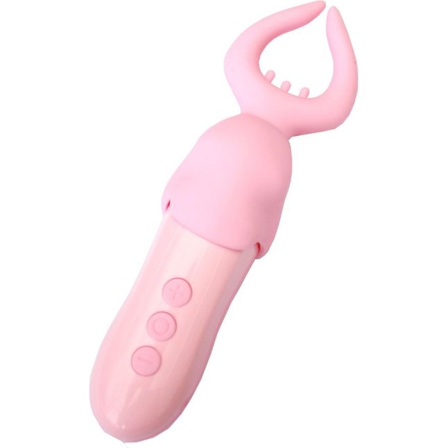 Нежно-розовый вибростимулятор Ecstasy с насадками. Фотография 2.