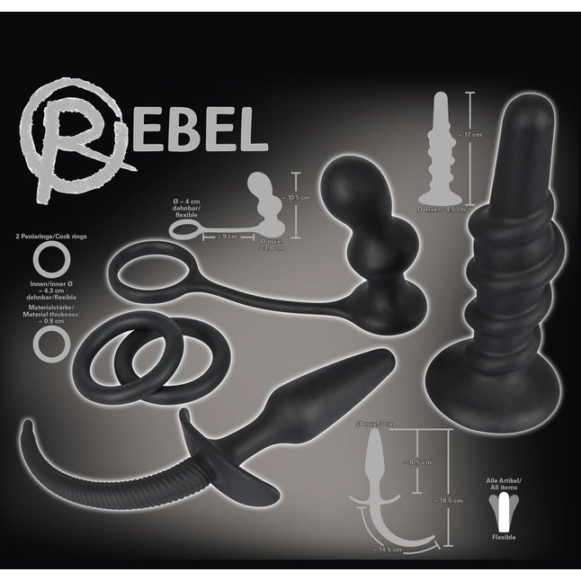 Набор чёрных стимуляторов для анальных удовольствий Rebel Anal Set - You2Toys. Фотография 3.