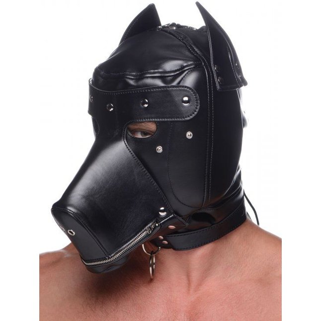 Шлем-трансформер Muzzled Universal BDSM Hood with Removable Muzzle - Master Series. Фотография 2.