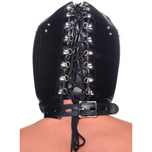 Шлем-трансформер Muzzled Universal BDSM Hood with Removable Muzzle - Master Series. Фотография 6.