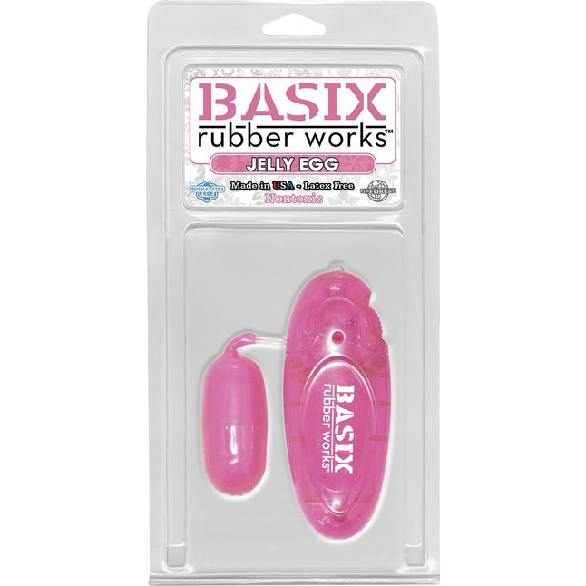 Розовое виброяичко с проводным пультом Jelly Egg - Basix Rubber Works. Фотография 2.
