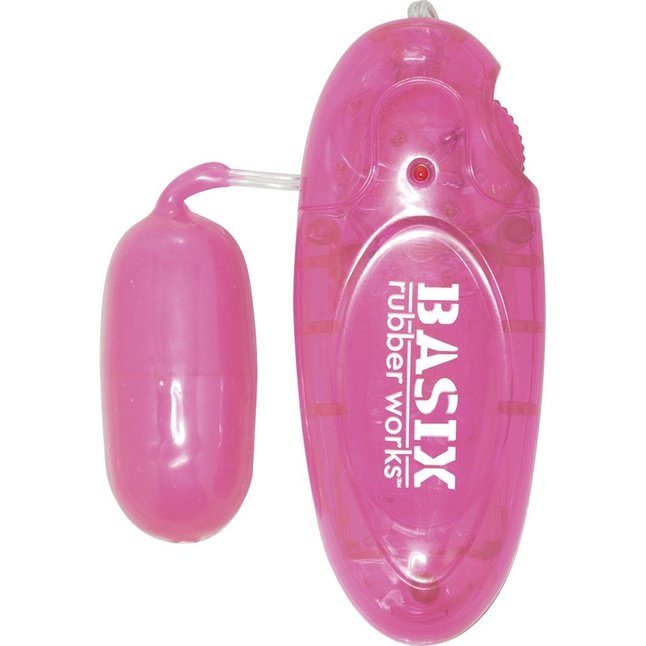 Розовое виброяичко с проводным пультом Jelly Egg - Basix Rubber Works