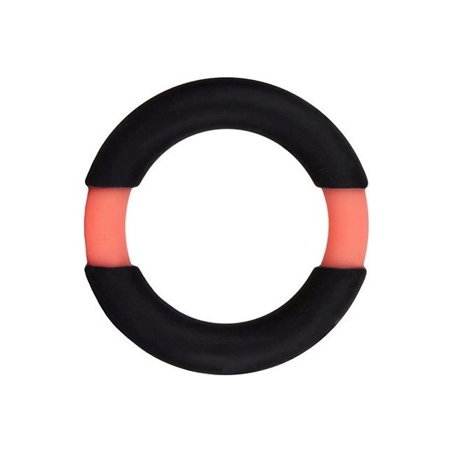 Чёрное эрекционное кольцо NEON STIMU RING 32MM BLACK/ORANGE - Neon