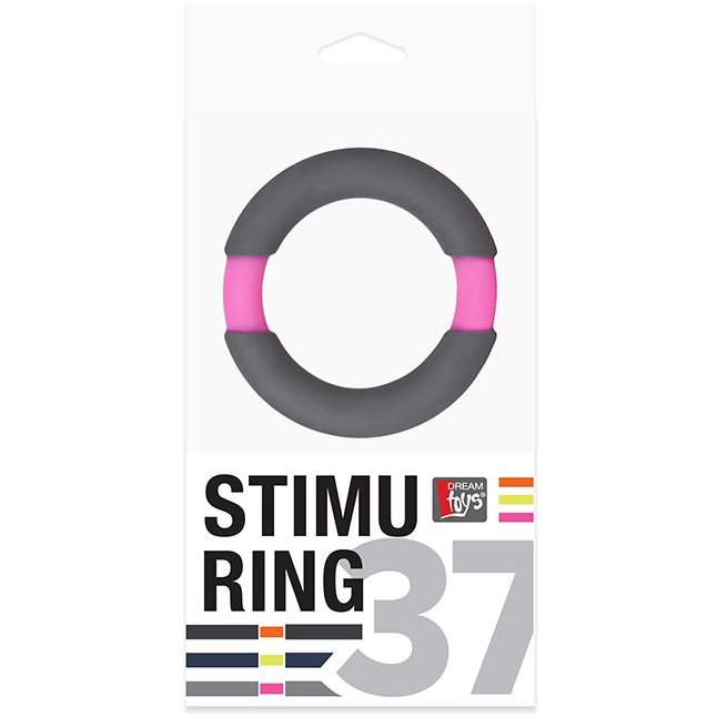 Серое эрекционное кольцо NEON STIMU RING 37MM GREY/PINK - Neon. Фотография 2.