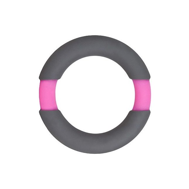 Серое эрекционное кольцо NEON STIMU RING 37MM GREY/PINK - Neon