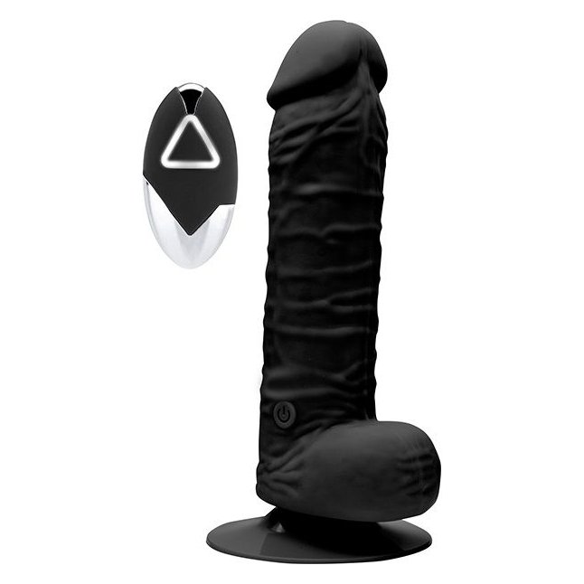 Чёрный реалистик на присоске и с пультом ДУ PURRFECT SILICONE DELUXE REMOTE VIBE 7IN - 18 см - Purrfect Silicone