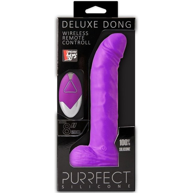 Фиолетовый вибратор на присоске PURRFECT SILICONE DELUXE REMOTE VIBE 8IN - 20 см - Purrfect Silicone. Фотография 2.