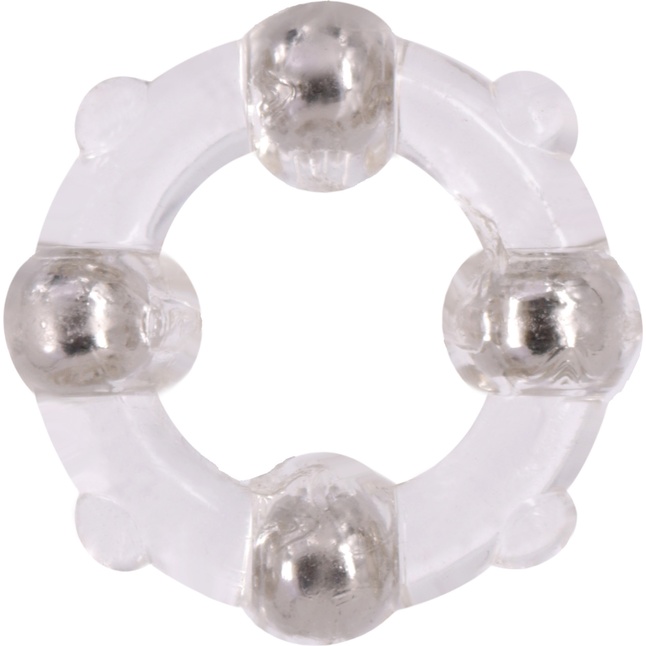 Эрекционное кольцо с 4 бусинами MENZSTUFF STUD RING CLEAR - MenzStuff