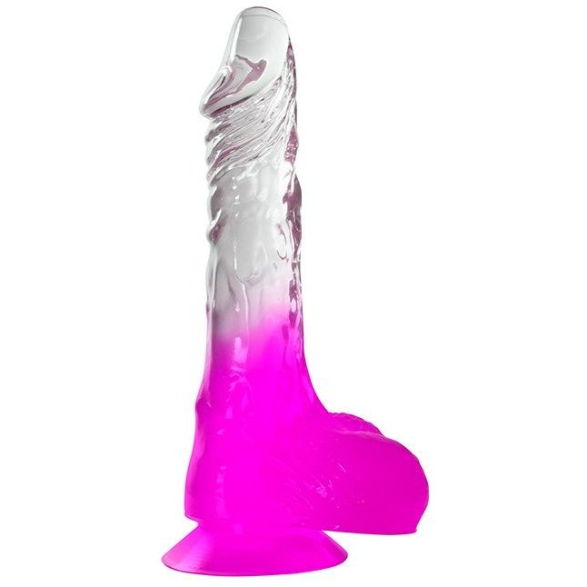 Фиолетовый фаллоимитатор с прозрачным стволом и присоской - 17,8 см - Jelly Joy
