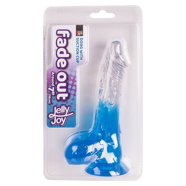 Голубой фаллоимитатор с прозрачным стволом и присоской - 17,8 см - Jelly Joy. Фотография 2.