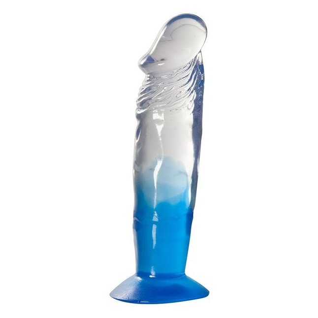 Голубой фаллоимитатор с прозрачным стволом без мошонки - 17,8 см - Jelly Joy
