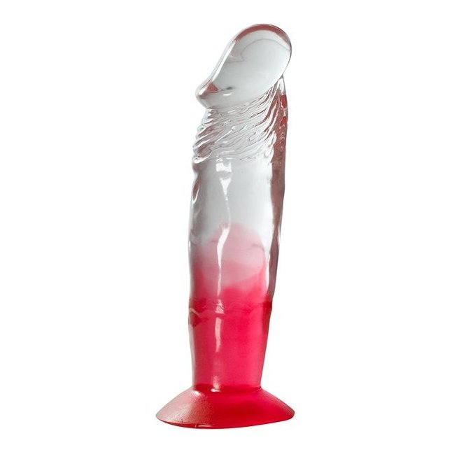 Красный фаллоимитатор с прозрачным стволом без мошонки - 17,8 см - Jelly Joy