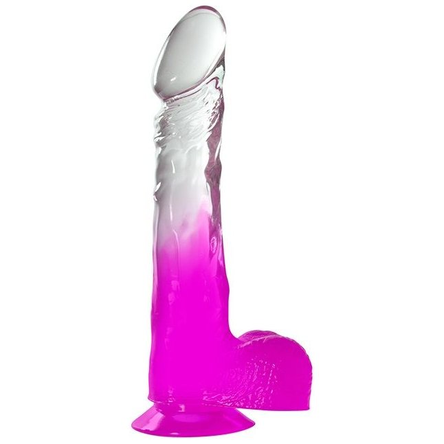 Фиолетовый фаллоимитатор с прозрачным стволом и присоской - 20 см - Jelly Joy