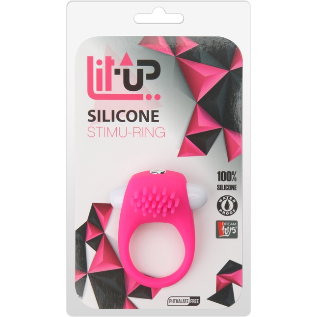 Розовое эрекционное кольцо с щеточкой LIT-UP SILICONE STIMU RING 5 - Lit-Up. Фотография 2.