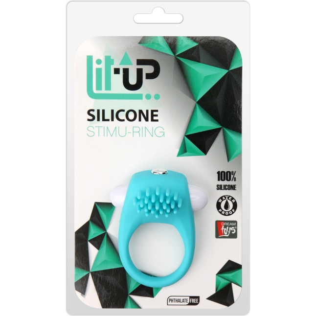 Голубое эрекционное кольцо с щеточкой LIT-UP SILICONE STIMU RING 5 - Lit-Up. Фотография 2.