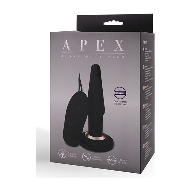 Чёрная анальная вибропробка APEX BUTT PLUG SMALL BLACK - 14 см. Фотография 2.