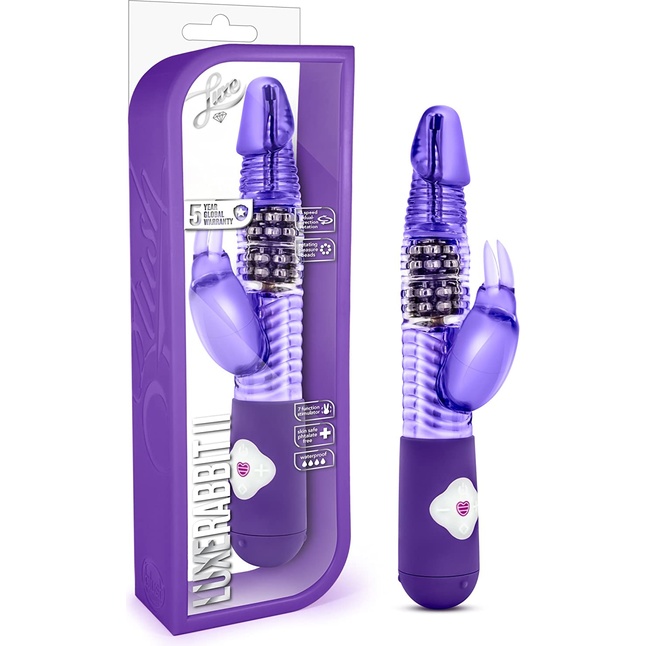 Фиолетовый вибратор с клиторальной стимуляцией Luxe Rabbit 2 - 26 см - Luxe. Фотография 4.
