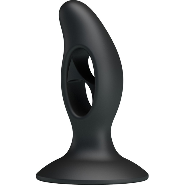 Чёрный массажёр простаты Silicone Butt Plug - 9,3 см. Фотография 2.