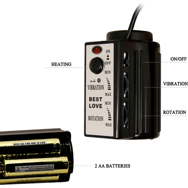 Вибратор-ротатор с функцией нагрева Fiery Dong - 20,4 см. Фотография 4.