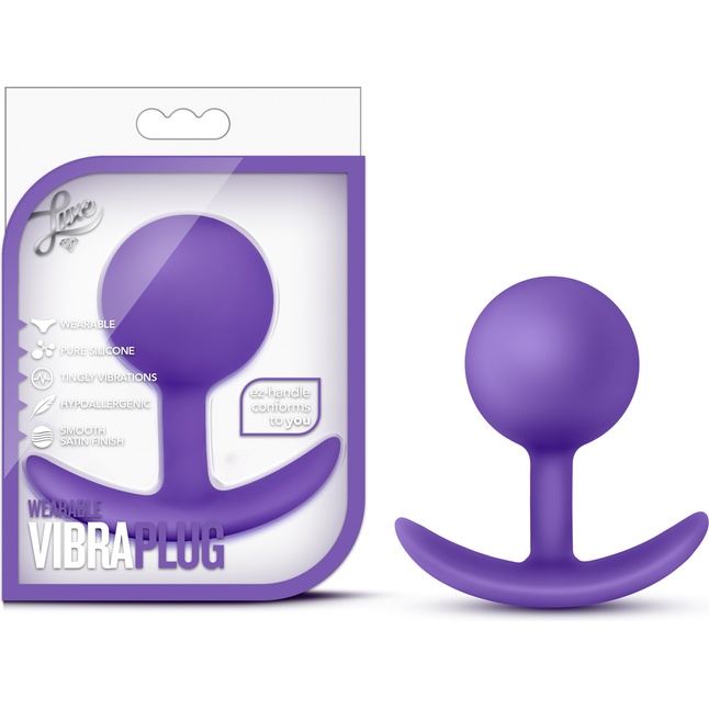 Фиолетовая пробка-шар для ношения Luxe Wearable Vibra Plug - 8,9 см - Luxe. Фотография 7.