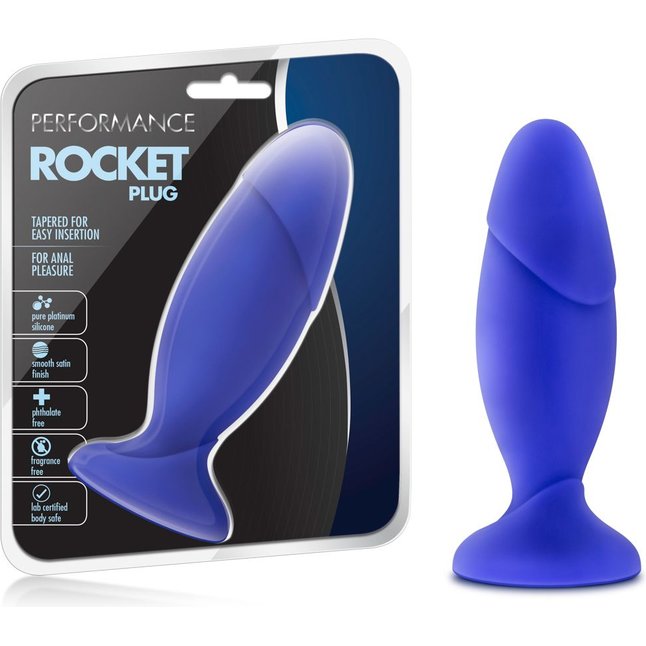 Синяя пробка-фаллос Performance Rocket Plug - 17,8 см - Performance. Фотография 2.