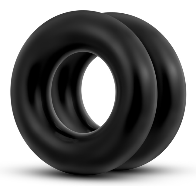 Набор из 2 черных колец Stay Hard Donut Rings Oversized - Stay Hard. Фотография 3.