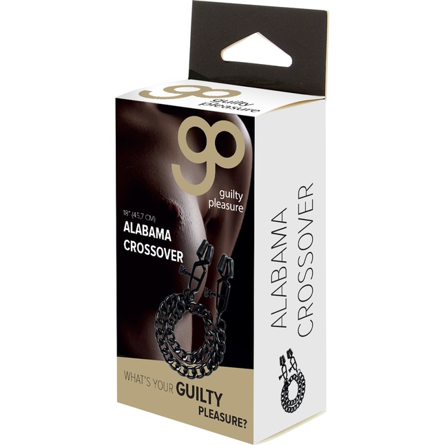 Чёрные зажимы на соски Alabama Crossover Nipple Clamps с цепью - Guilty Pleasure. Фотография 2.